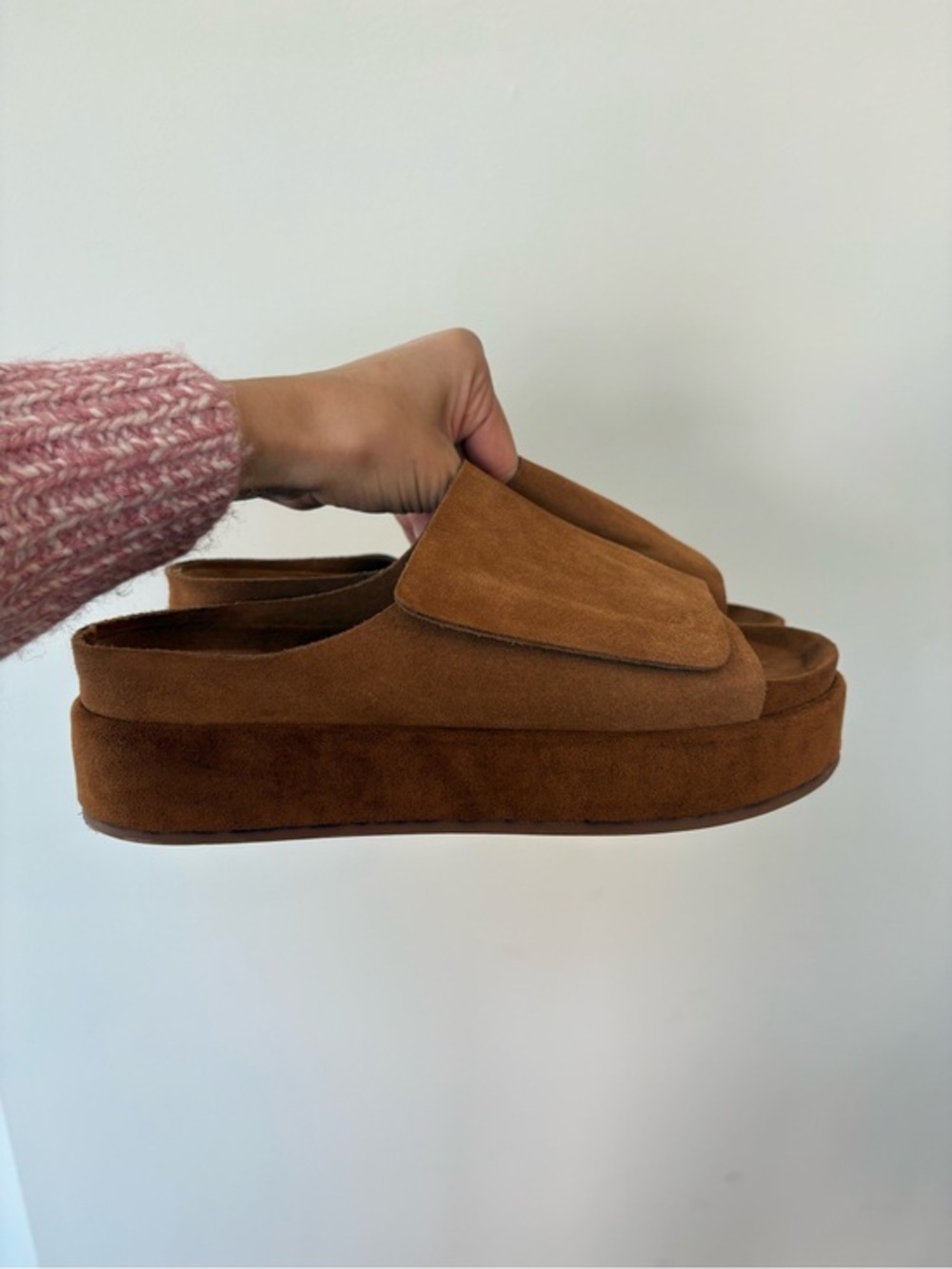 Silent D Women’s Suede Platform Slide in Brown eu 42